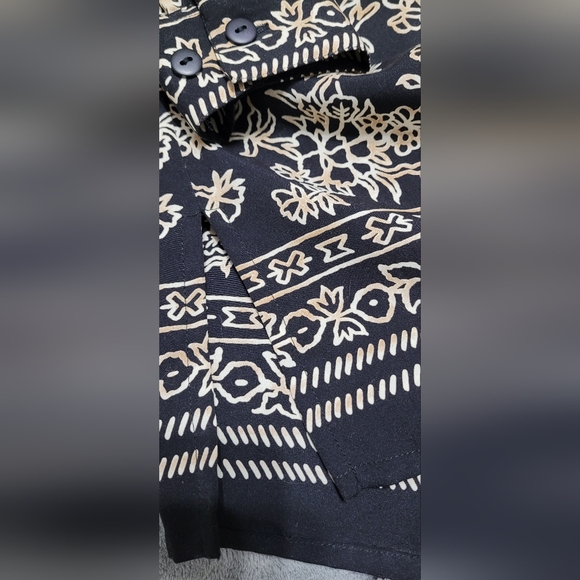 2 FOR💲1️⃣ Alia Black & Tan Abstract Patterned Button-down Blouse Size 8 - Picture 7 of 8